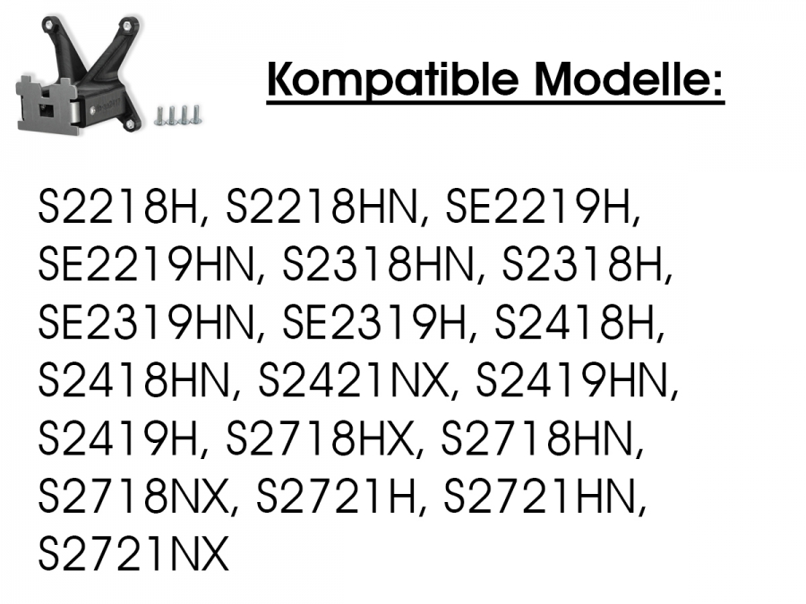 VESA adapter compatible with DELL monitor (S2216M, S2316H, S2316M, S2317HJ, S2416H, S2717Q, S2817Q, SE2216H, SE2416H, SE2416HSC, SE2416HX, SE2716H, SE2717H, SE2717HR, SE2717HX, SE2417HGX) - 75x75mm